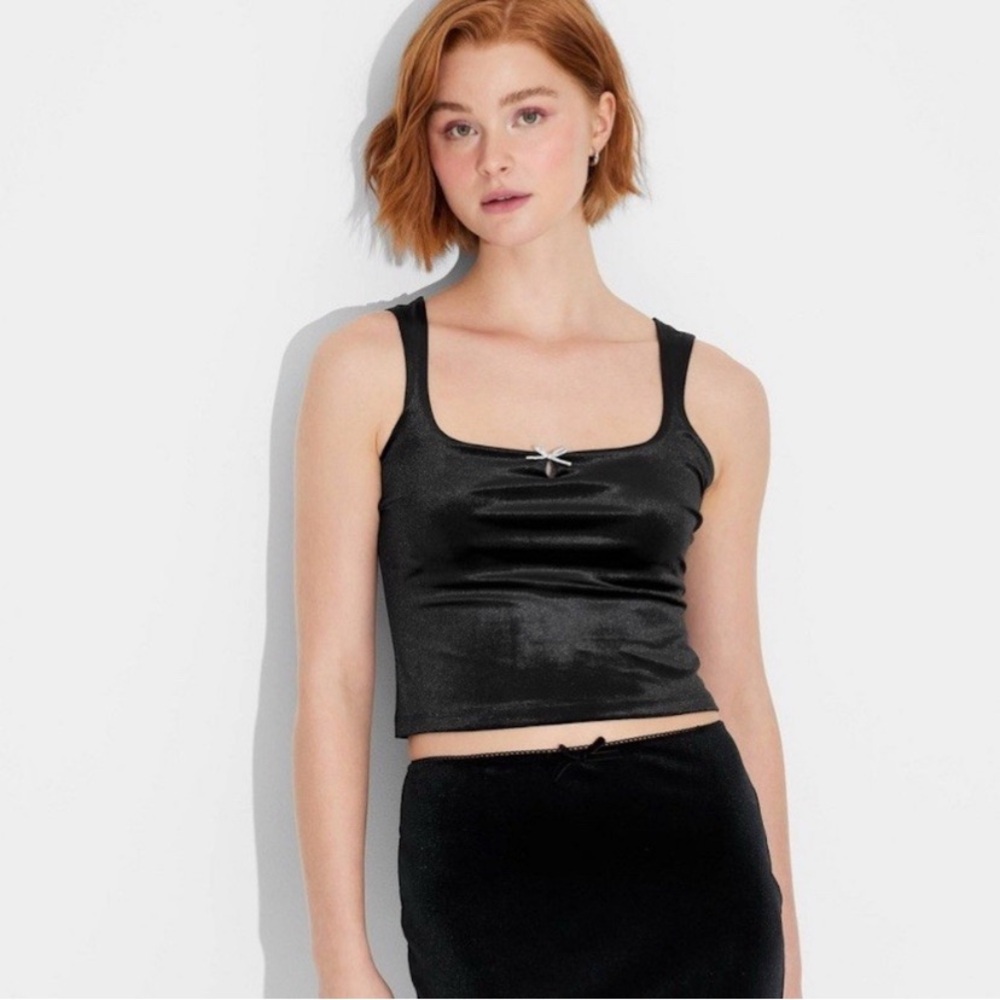 Women’s Black Velour Crop Tank Top